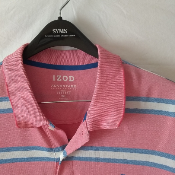 Men's Izod pink and blue polo - Picture 7 of 11